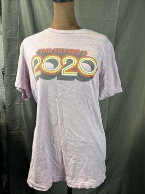 Retro The Future Is 2020 Graphic T Shirt Pink Size M